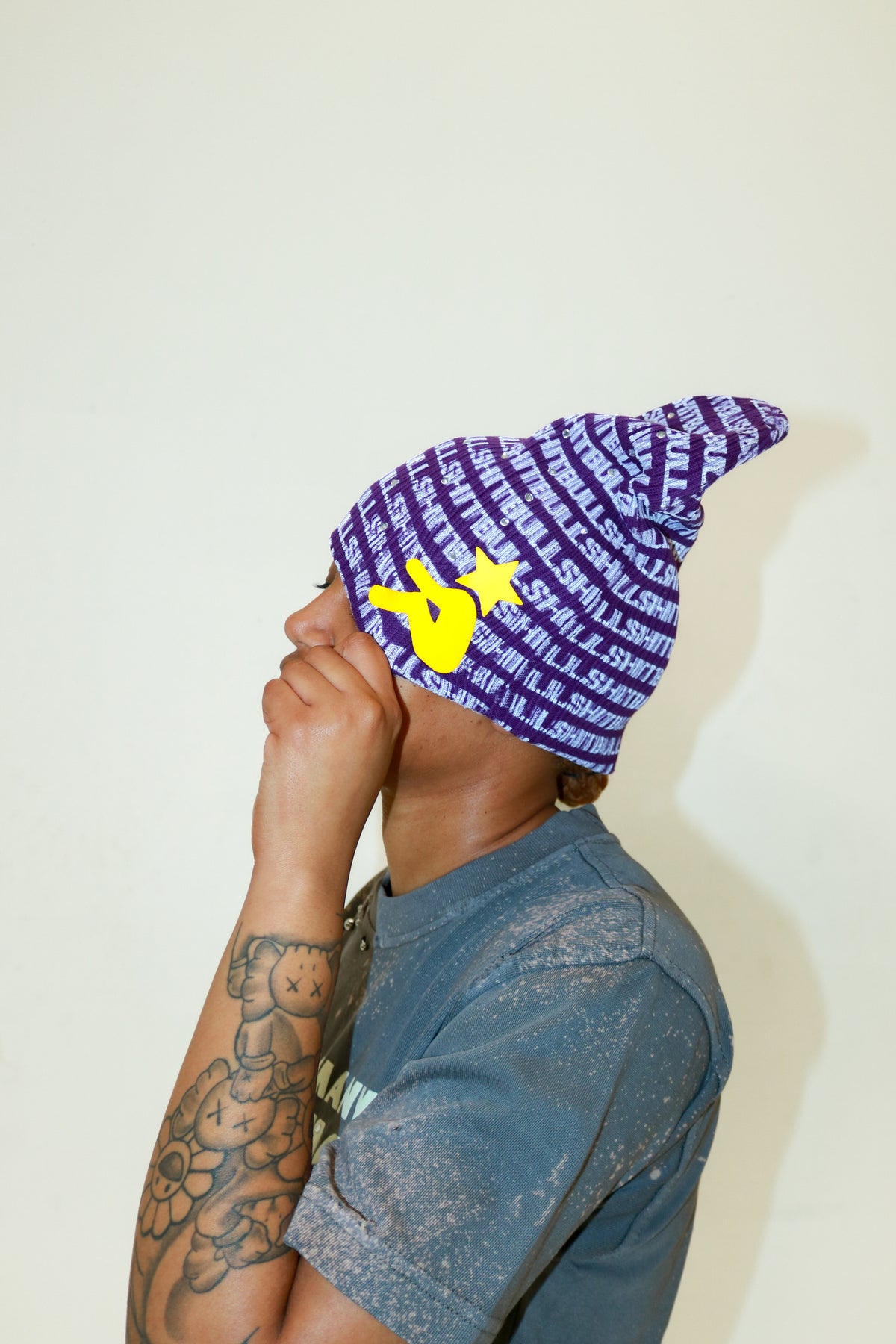 Purple BS Rhinestone Beanie